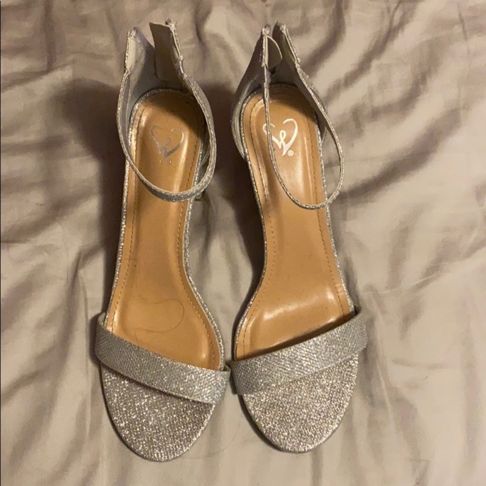 Sparkly silver heels